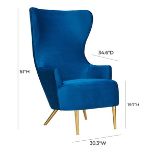 Julia Navy Wingback Velvet Chair