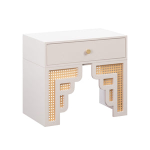 Suzie Cream & Rattan Nightstand