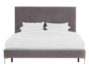 Delilah Grey Velvet Bed in Queen