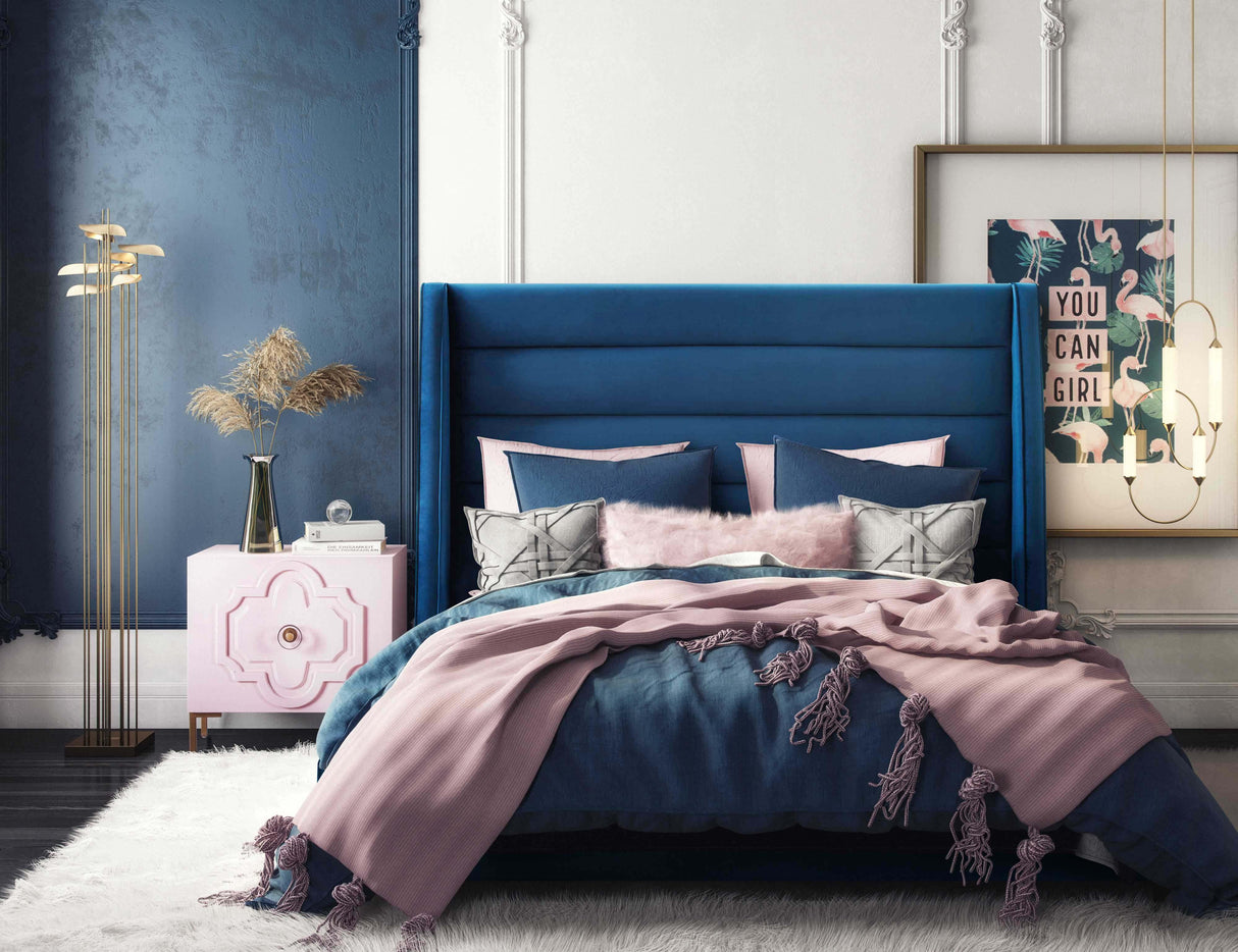 Koah Navy Velvet Bed in Queen