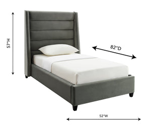 Koah Grey Velvet Bed in Twin