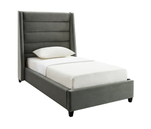 Koah Grey Velvet Bed in Twin