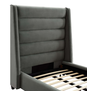 Koah Grey Velvet Bed in Twin