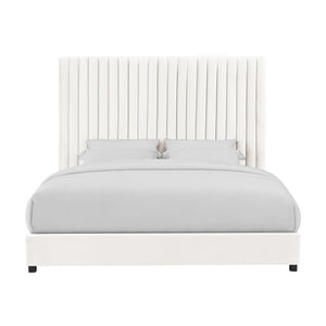 Arabelle White Velvet Bed in King