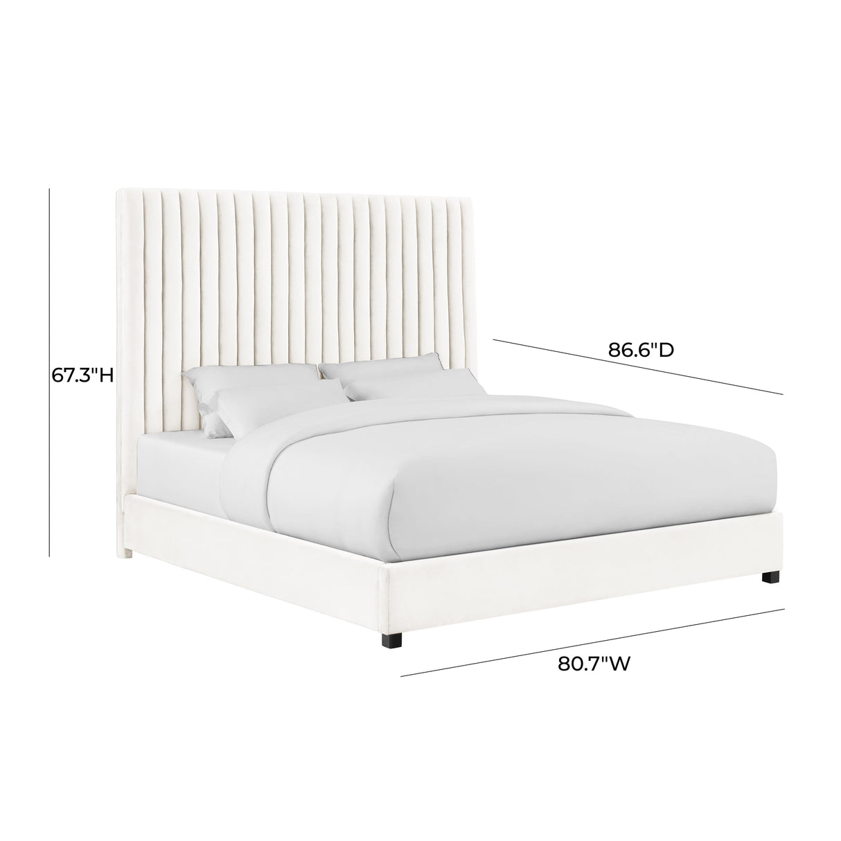 Arabelle White Velvet Bed in King