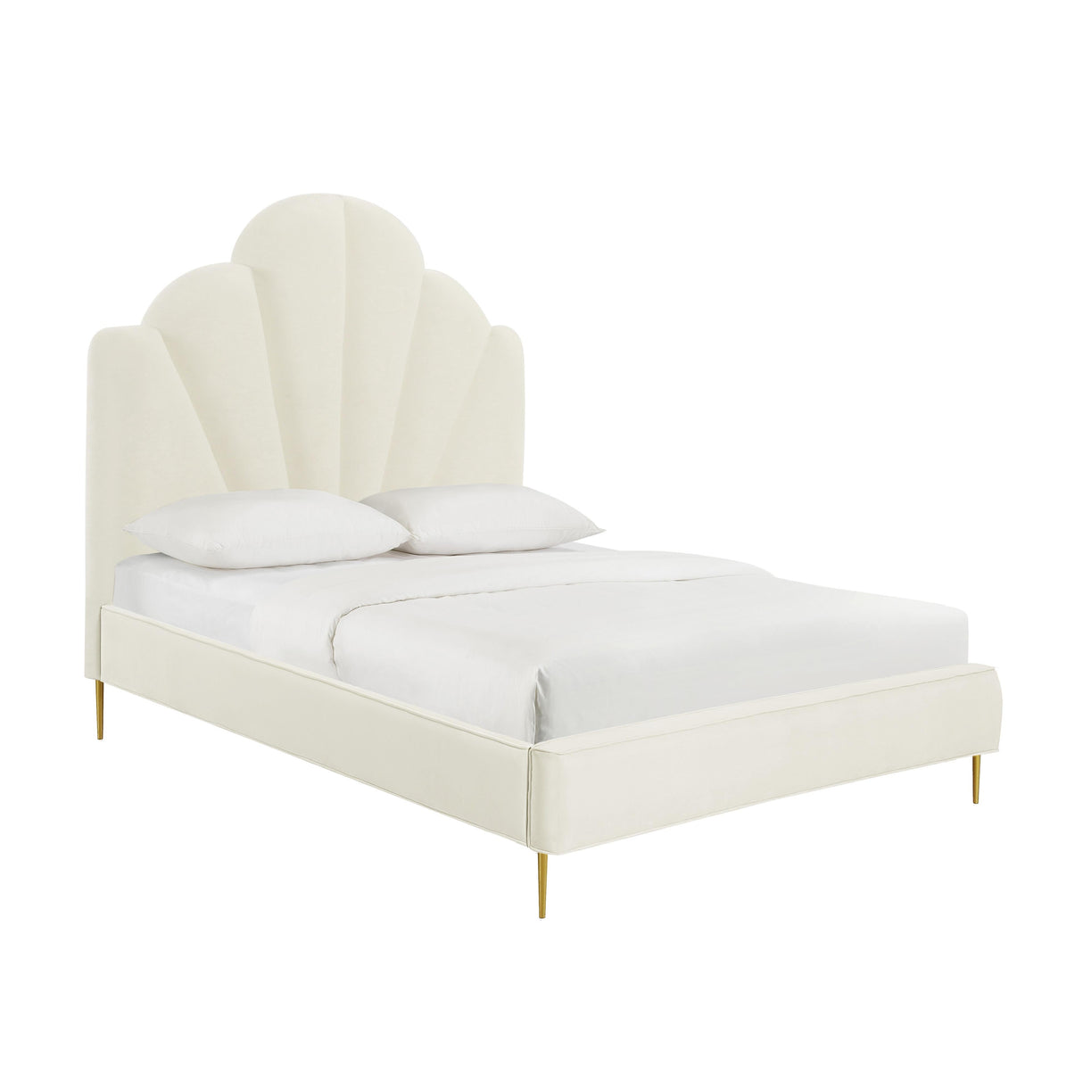 Bianca Cream Velvet Bed in Full