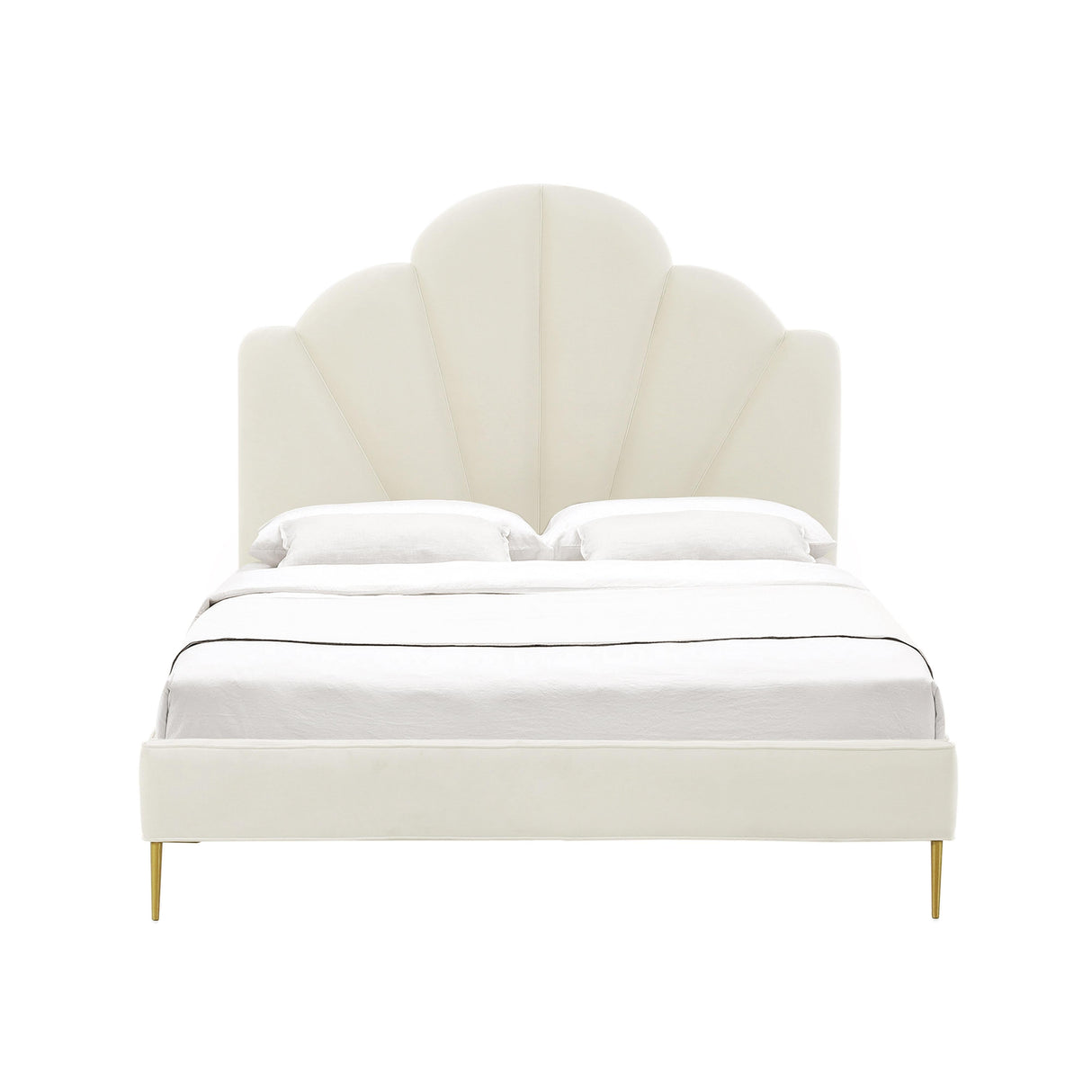 Bianca Cream Velvet Bed in Full