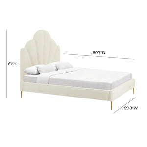 Bianca Cream Velvet Bed in Full