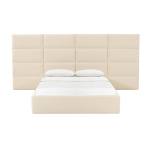 Eliana Cream Velvet King Bed with Wings