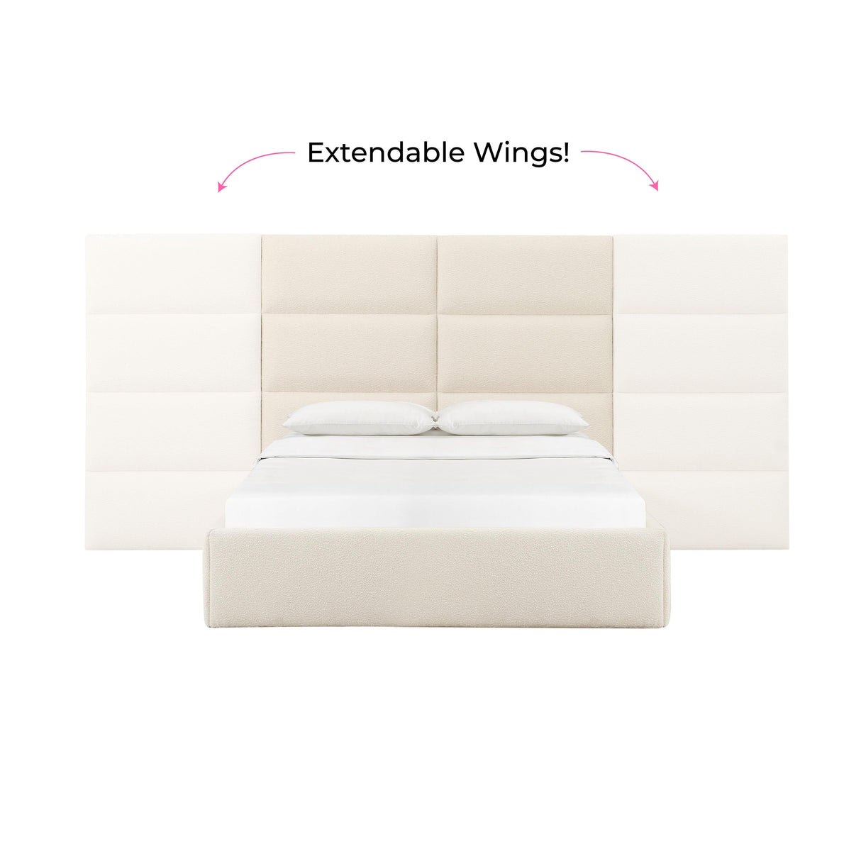 Eliana Cream Boucle King Bed with Wings