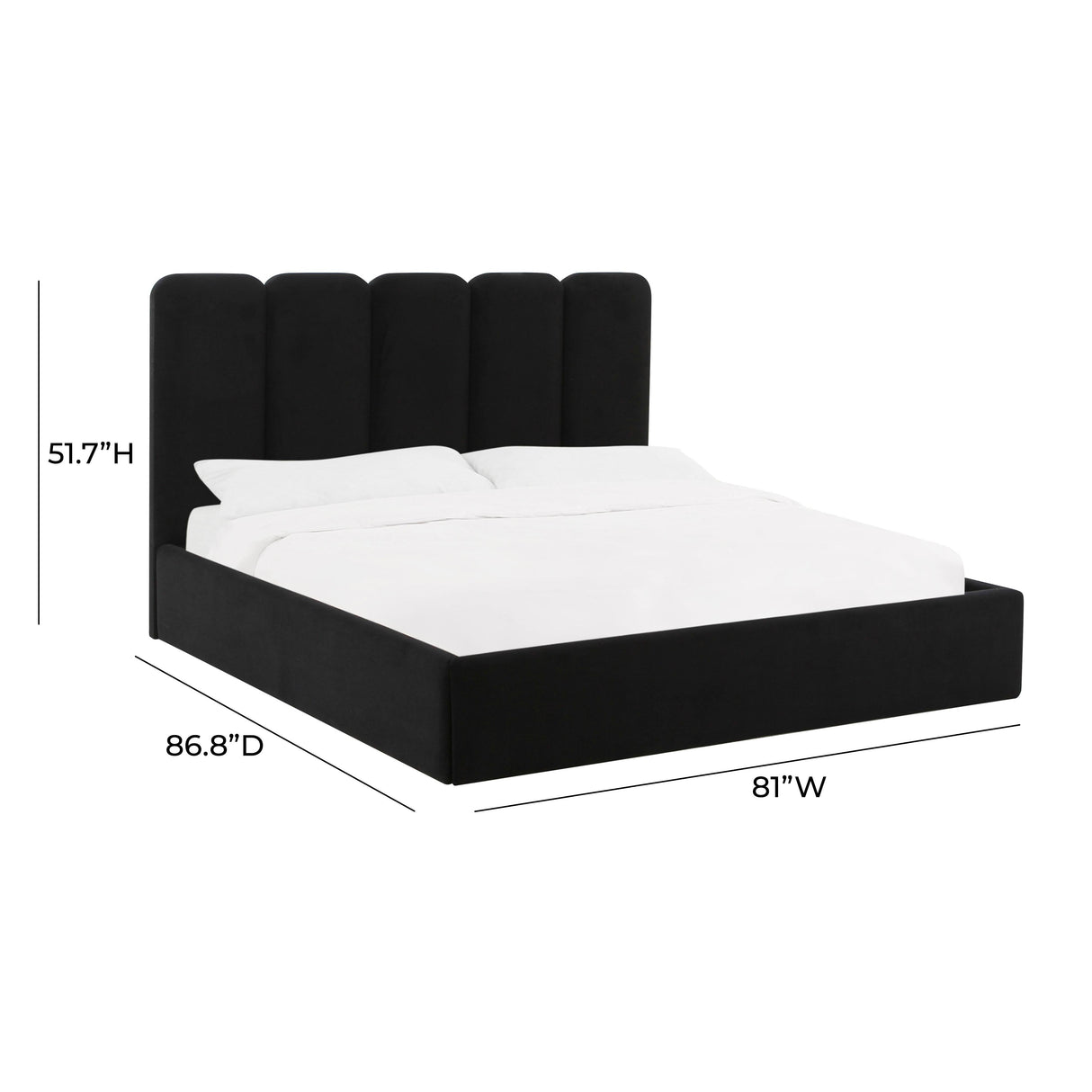 Palani Black Velvet King Bed