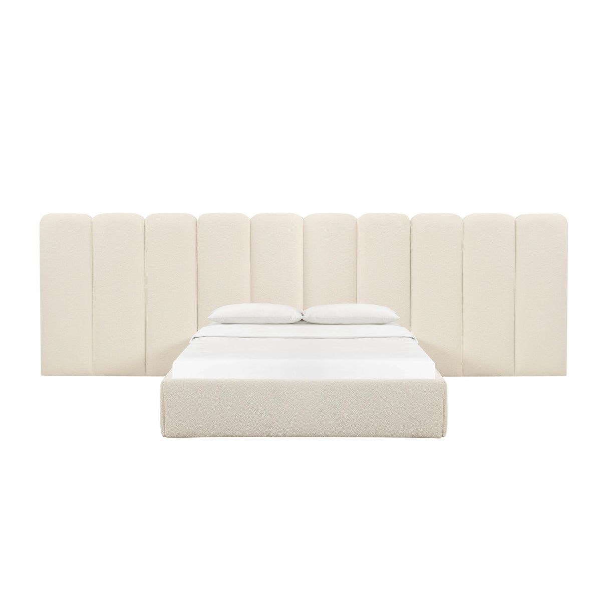 Palani Cream Boucle King Bed with Wings