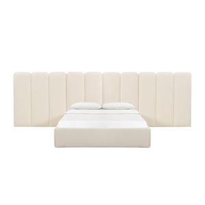 Palani Cream Boucle King Bed with Wings