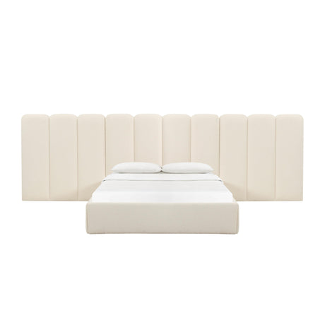 Palani Cream Boucle King Bed with Wings