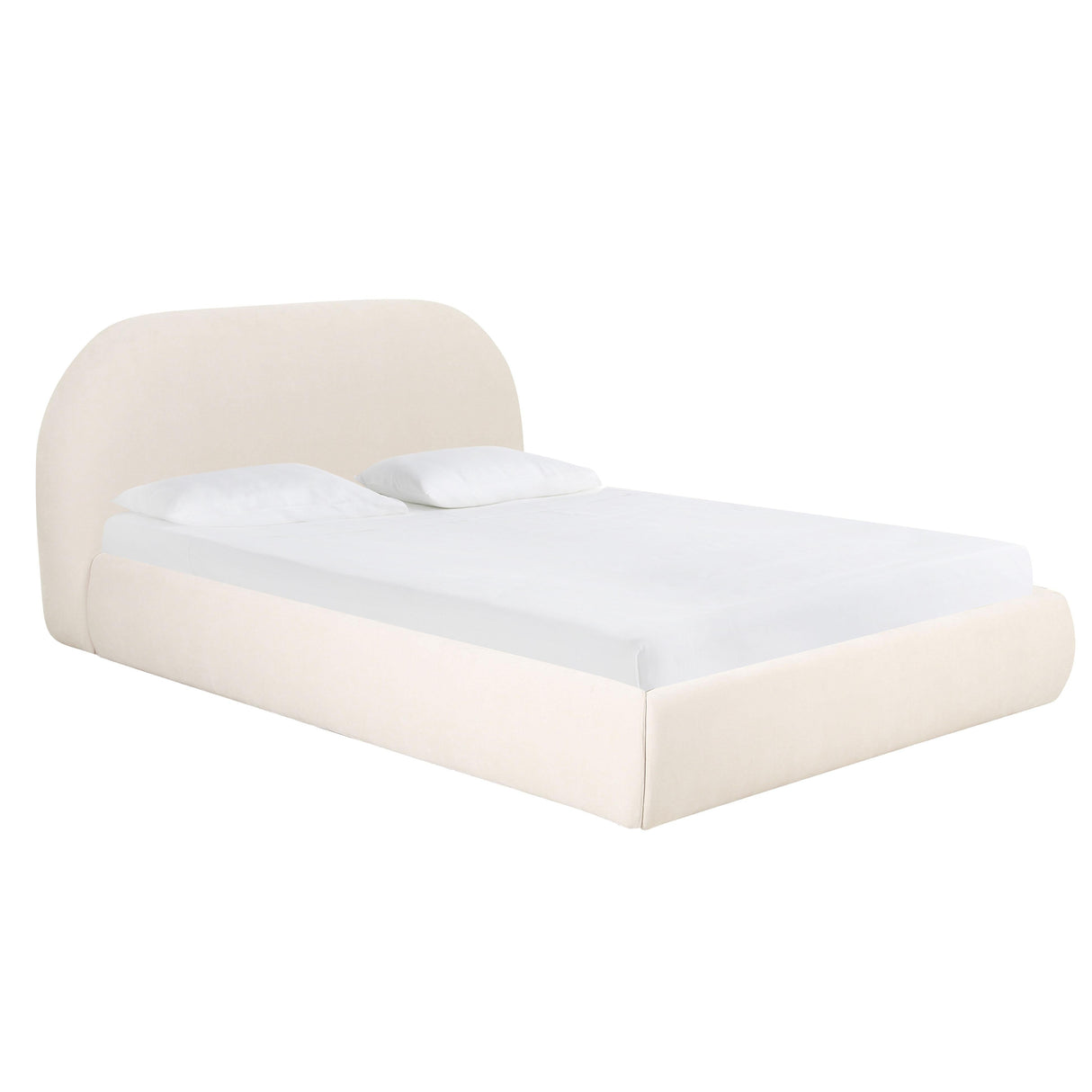 "Bara Cream Textured Velvet King Bed "