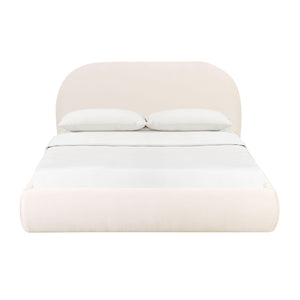 "Bara Cream Textured Velvet King Bed "