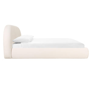 "Bara Cream Textured Velvet King Bed "