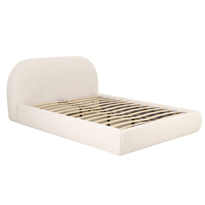 "Bara Cream Textured Velvet King Bed "