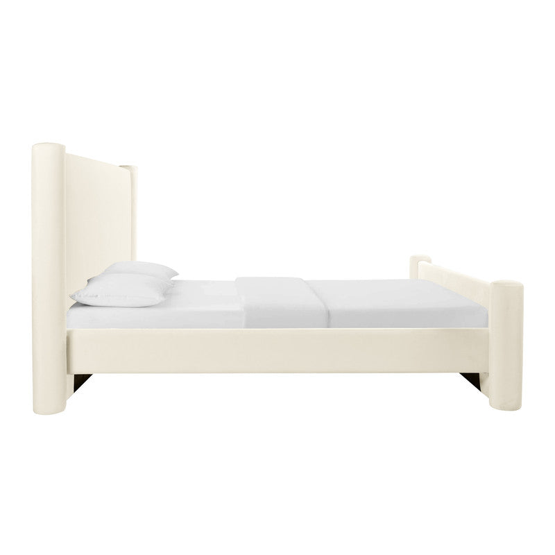 Athara Cream Velvet King Bed