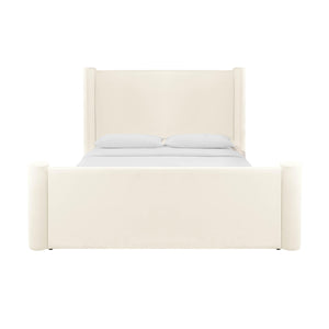 Athara Cream Velvet Queen Bed