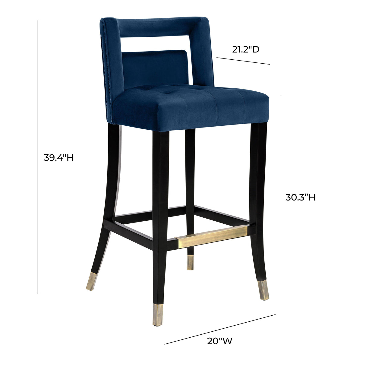 Hart Navy Velvet Bar Stool