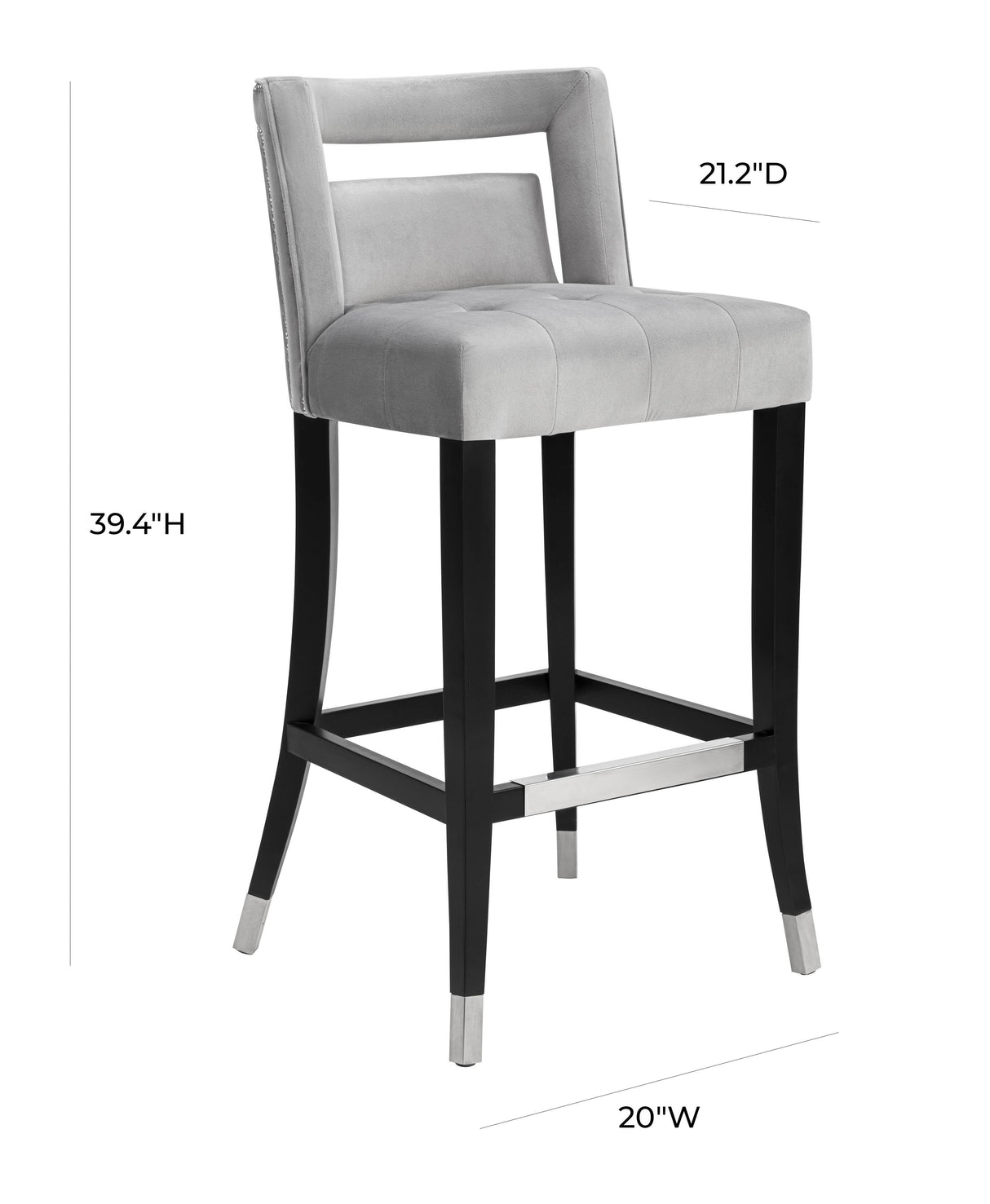 Hart Grey Velvet Bar Stool