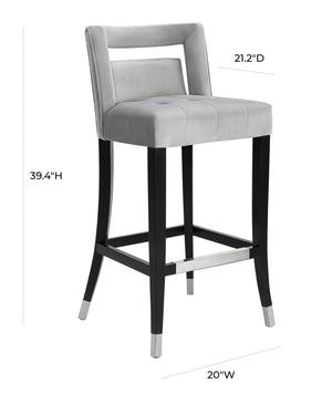 Hart Grey Velvet Bar Stool