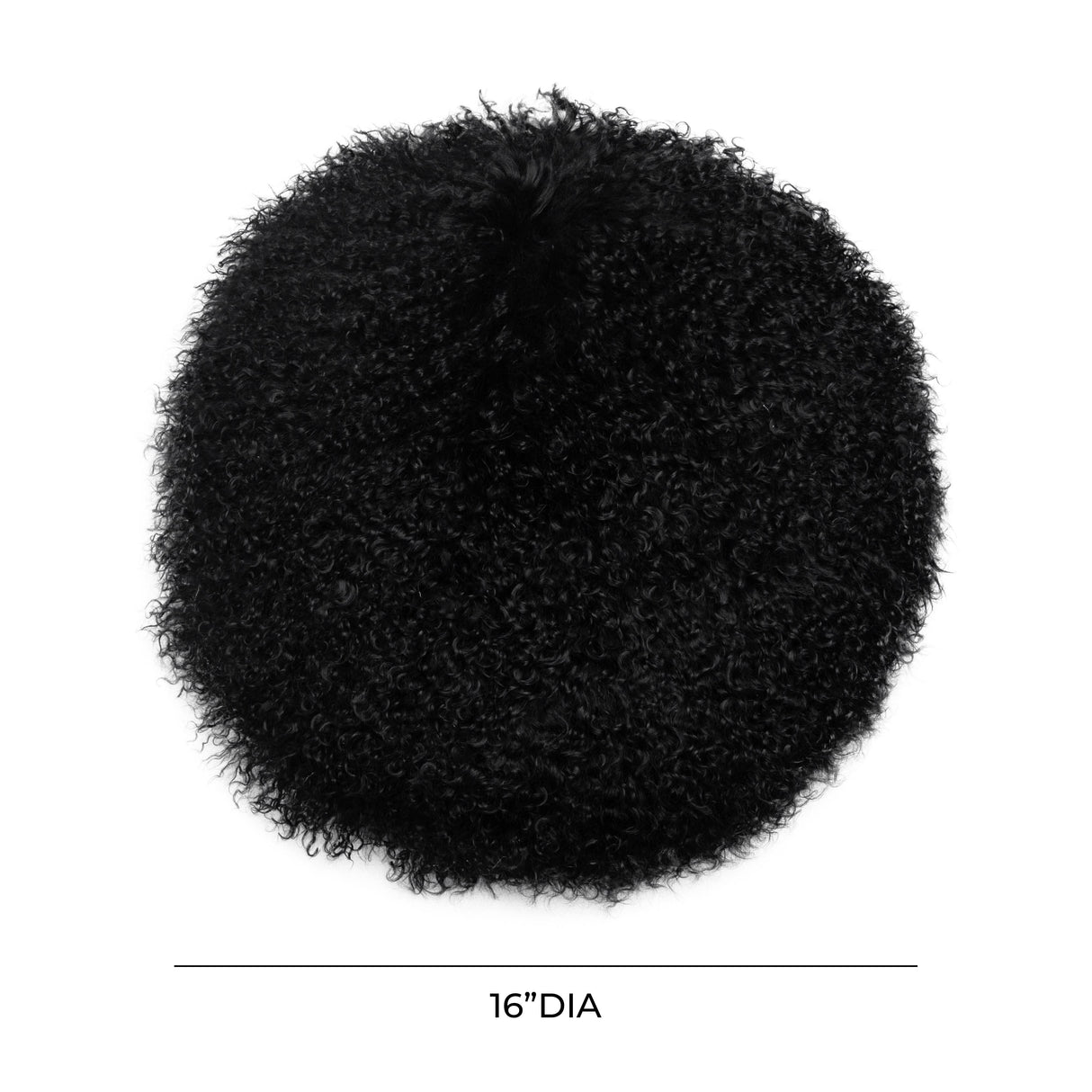 New Zealand Black Sheepskin 16" Round Pillow