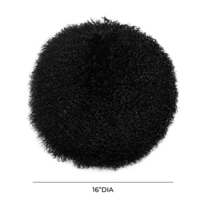 New Zealand Black Sheepskin 16" Round Pillow