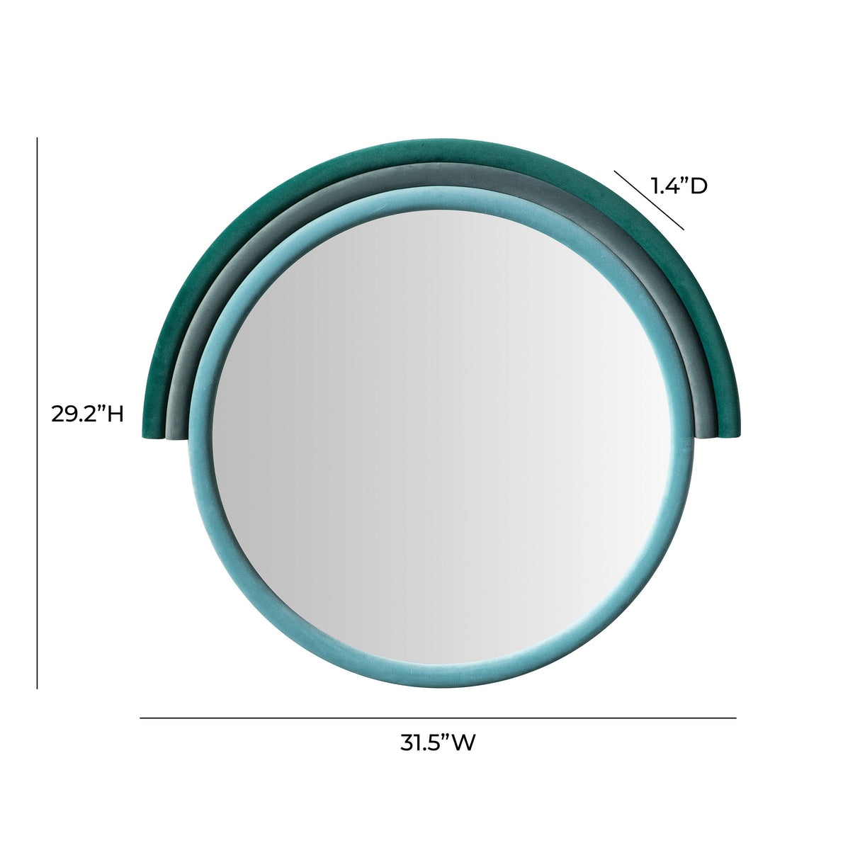 Lally Aqua Velvet Round Wall Mirror