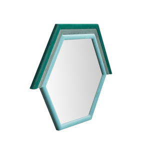 Lally Aqua Velvet Prism Wall Mirror