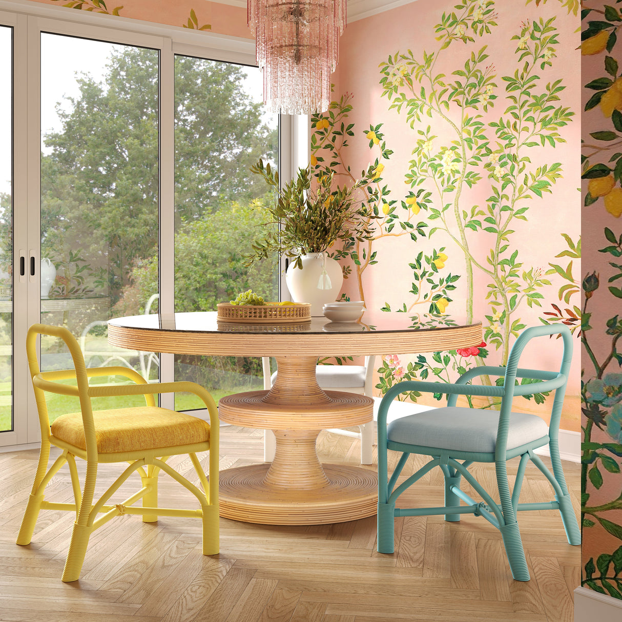 Ginny Yellow Rattan Dining Chair