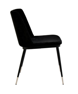 Evora Black Velvet Chair - Silver Legs - Set of 2