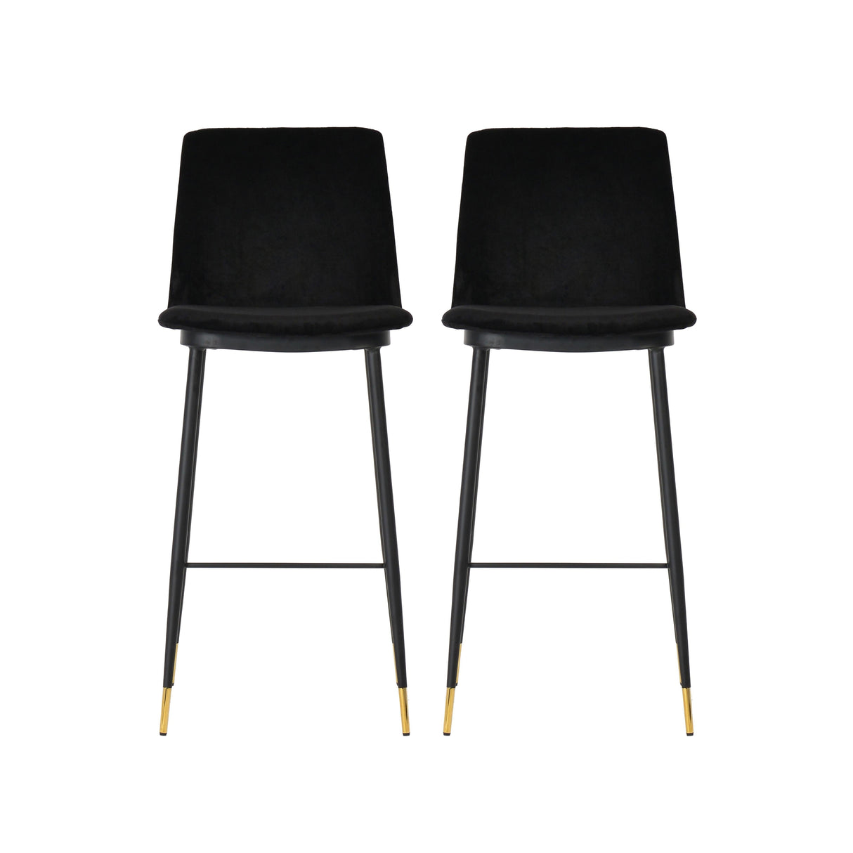 Evora Black Velvet Counter Stool (Set of 2)