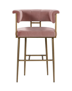 Astrid Blush Velvet Bar Stool