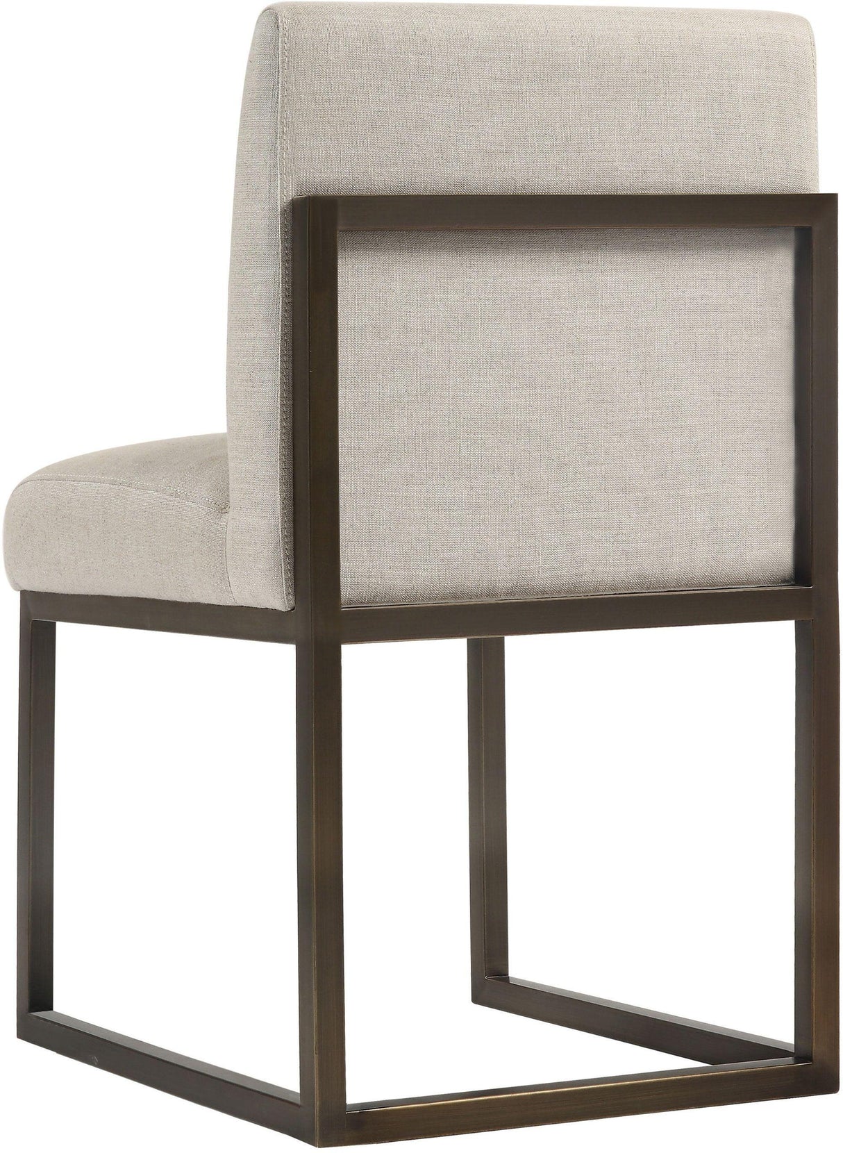 Haute Beige Linen Chair in Brass