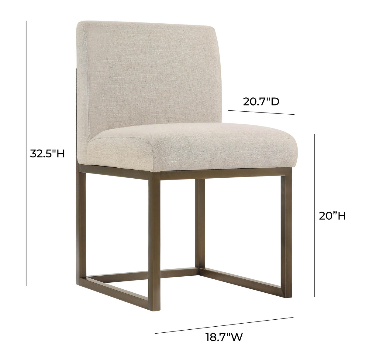 Haute Beige Linen Chair in Brass