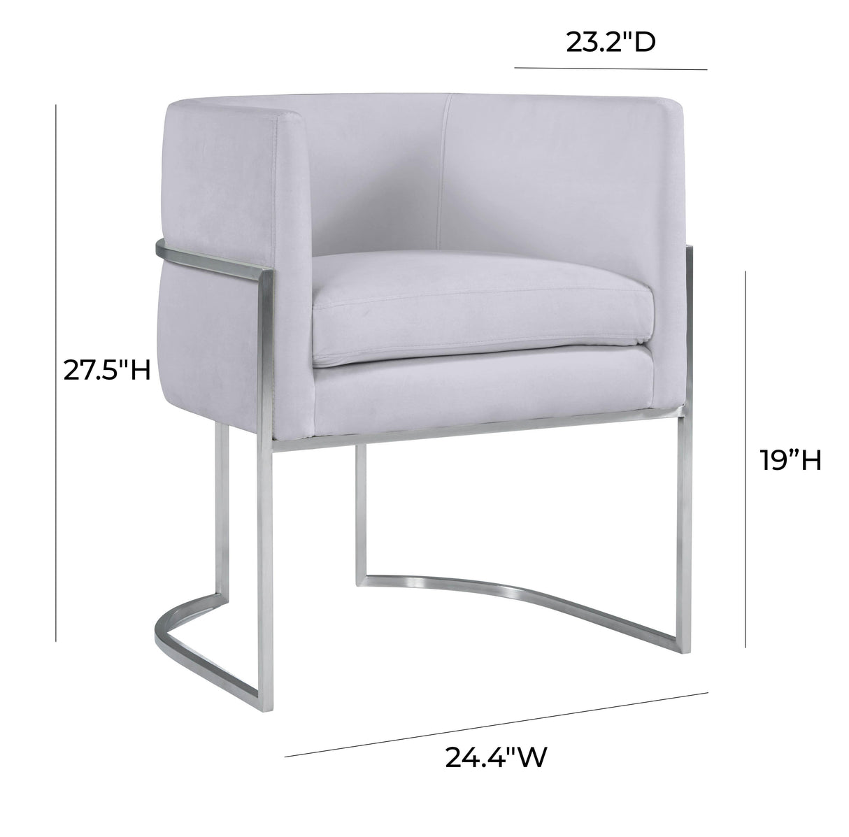 Giselle Grey Velvet Dining Chair - Silver Frame