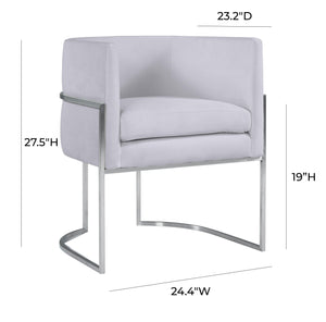 Giselle Grey Velvet Dining Chair - Silver Frame