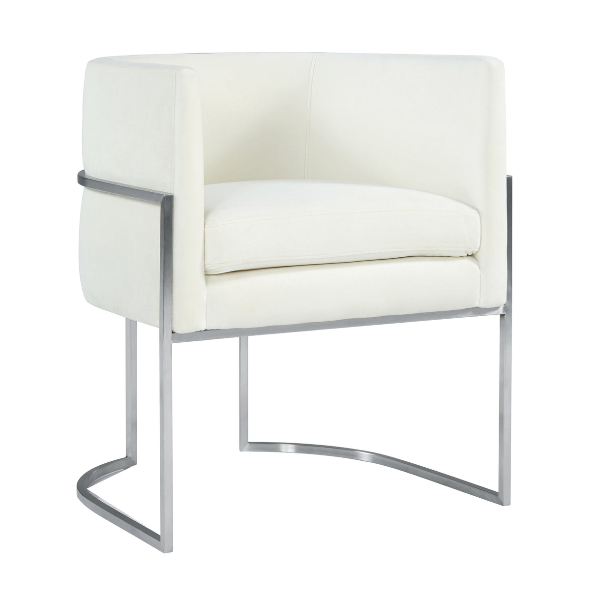 Giselle Cream Velvet Dining Chair - Silver Frame