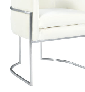 Giselle Cream Velvet Dining Chair - Silver Frame