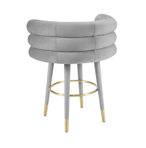 Betty Grey Velvet Counter Stool