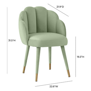 Gardenia Moss Green Velvet Dining Chair