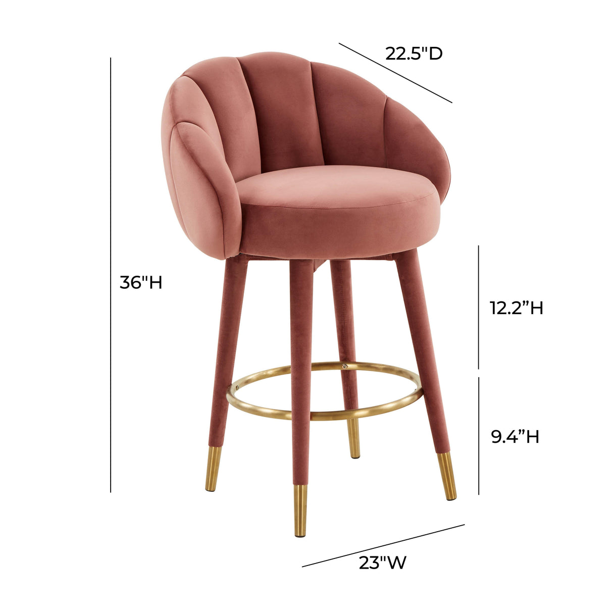 Myla Salmon Swivel Counter Stool