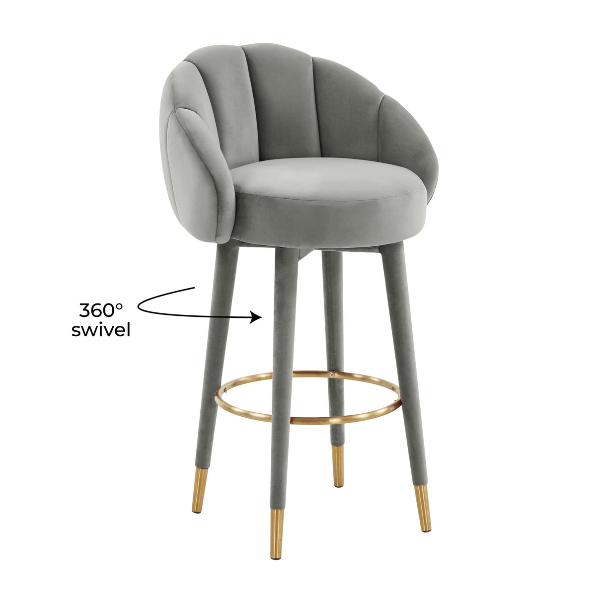 Myla Light Grey Swivel Bar Stool