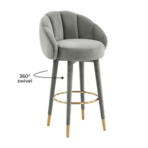 Myla Light Grey Swivel Bar Stool