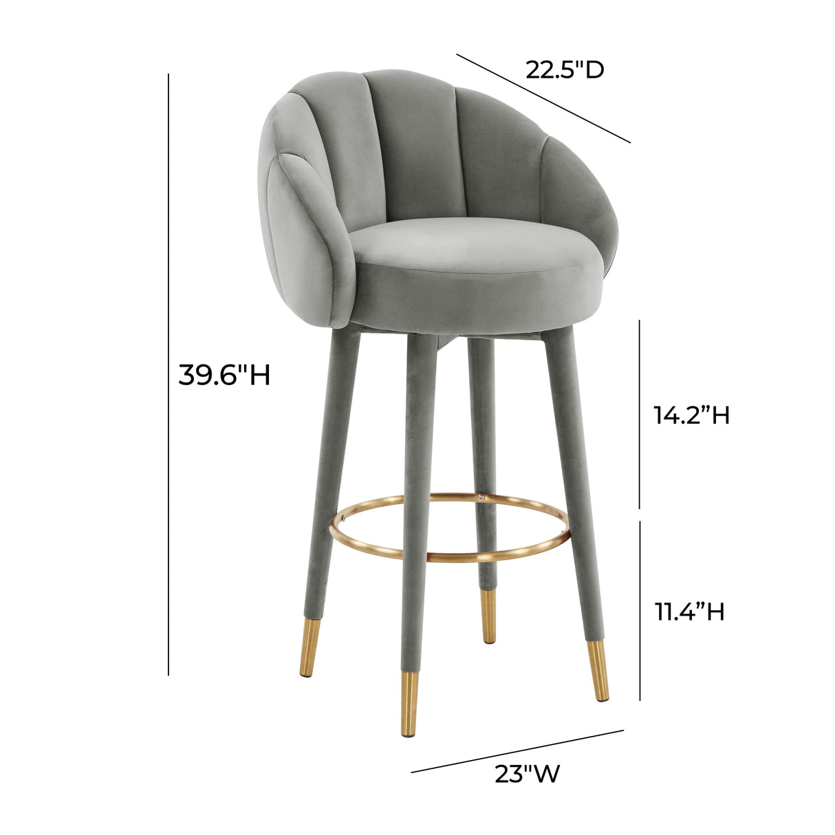 Myla Light Grey Swivel Bar Stool