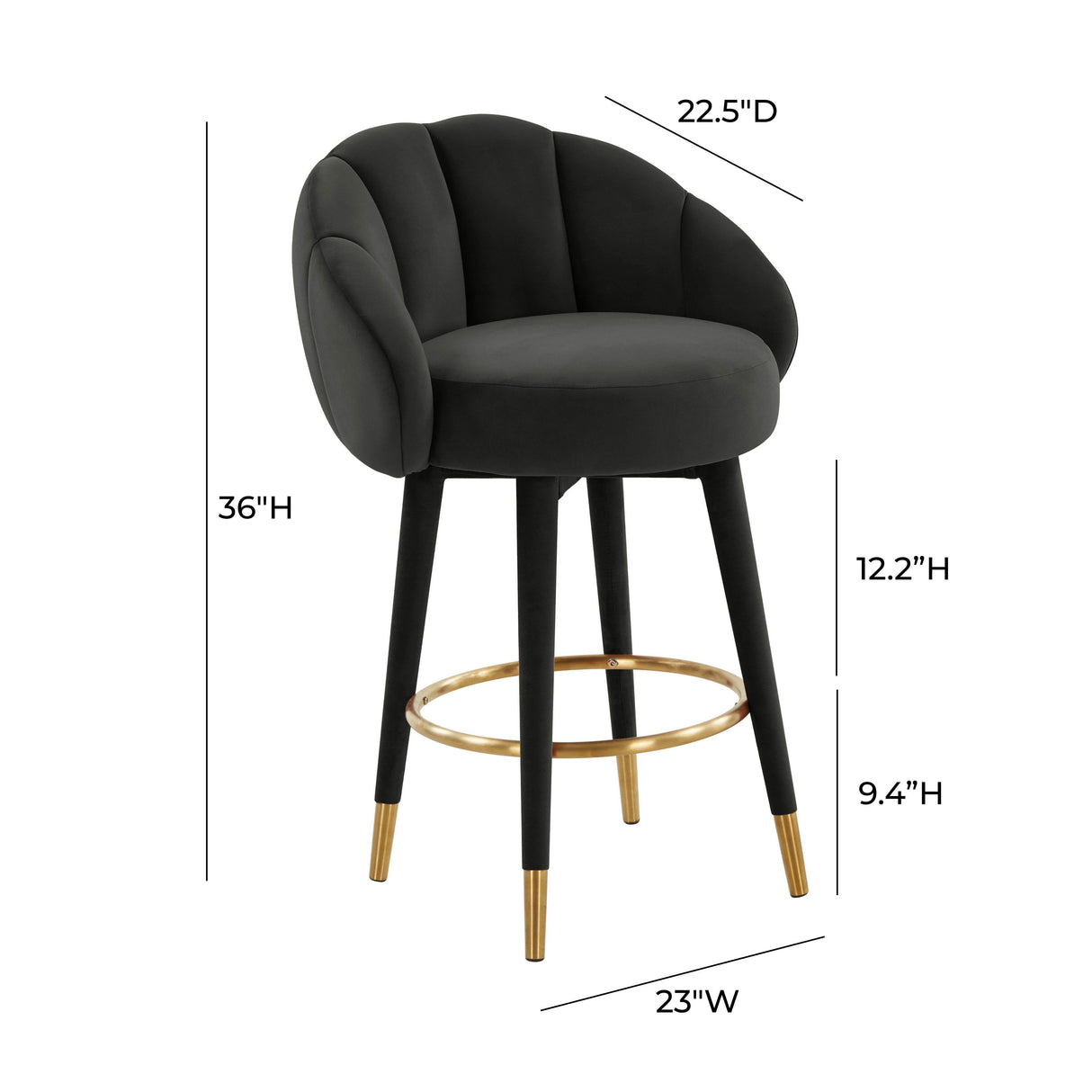 Myla Black Swivel Counter Stool