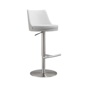 Reagan White and Silver Adjustable Stool