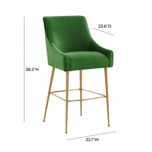 Beatrix Green Velvet Counter Stool - Gold Legs